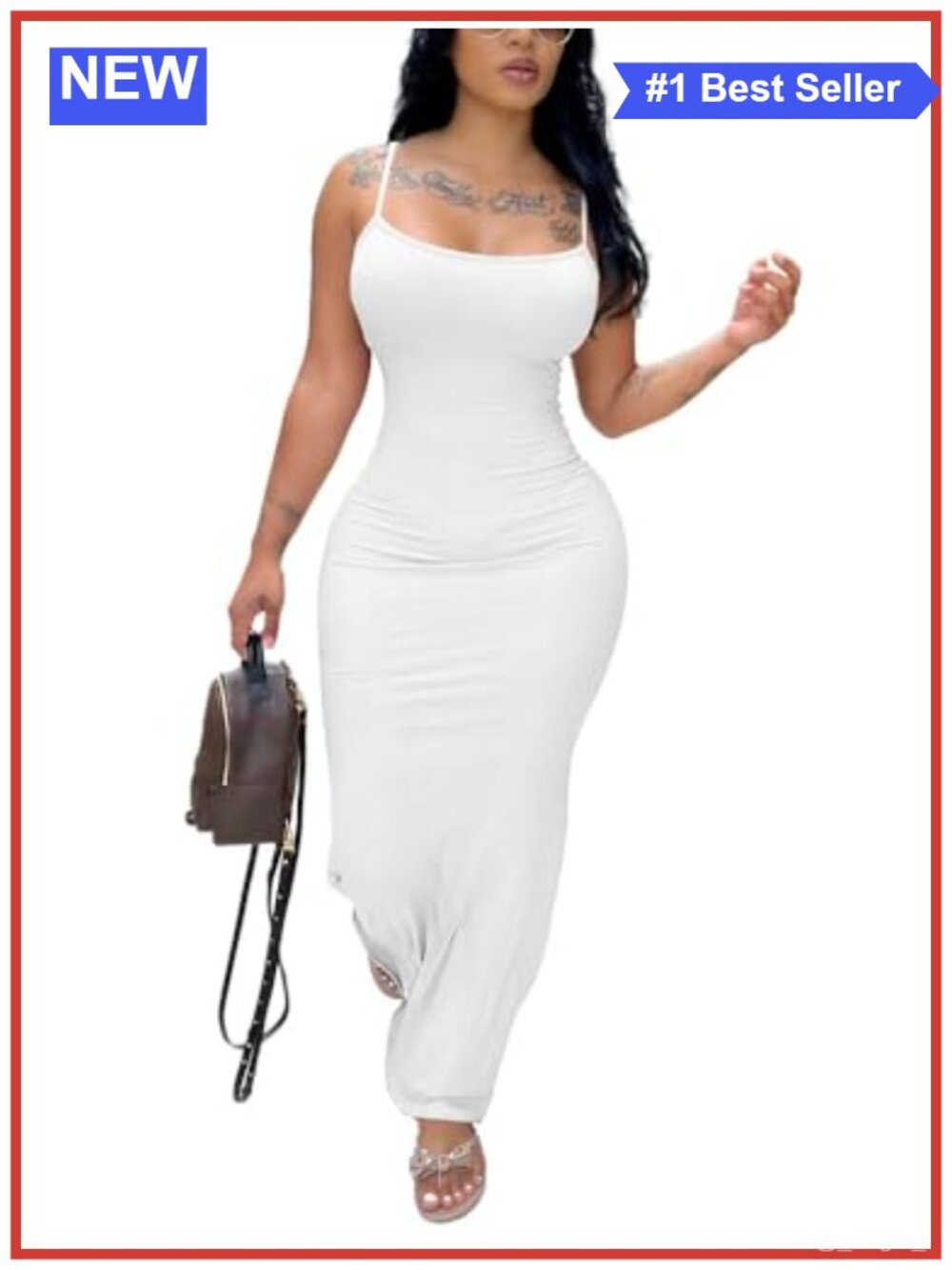 Women's Ribbed Bodycon Maxi Dress Sleeveless Backless Summer Casual